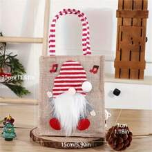 1pc Christmas Gift Bag With Cartoon Gnome Design, Linen Tote Bag For Party Favors, Candies And Holiday Decorations - Reusable Holiday Shopping Tote Bag For Christmas Gifts