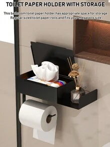 1 pieza Portarrollos de papel higiénico con estante, estantería para almacenamiento de toallitas húmedas de baño, estantería montada en la pared para almacenamiento de rollos de papel, portarrollos de baño, accesorios de baño
