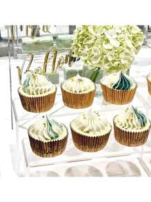1pc Transparent Acrylic Display Stand, Rectangular Acrylic Shelf Suitable For Vendor Event, Paper Cups, Cupcakes, Perfume