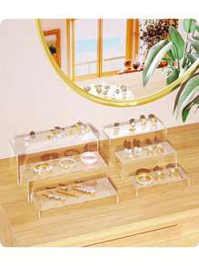 1pc Transparent Acrylic Display Stand, Rectangular Acrylic Shelf Suitable For Vendor Event, Paper Cups, Cupcakes, Perfume