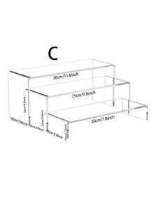 1pc Transparent Acrylic Display Stand, Rectangular Acrylic Shelf Suitable For Vendor Event, Paper Cups, Cupcakes, Perfume