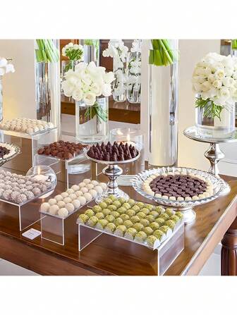 1 件透明亚克力展示架，矩形亚克力架适用于供应商活动、纸杯、纸杯蛋糕、香水