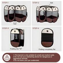 Folding Pet Dog Fence, Waterproof Oxford Dog Fence, Dog Fence, Cat Delivery Room Puppy, Cat, Rabbit Animal Outdoor Camping Tent - Light Grey - View 6