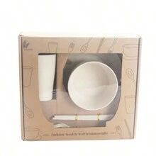 6 件套塑料餐具套装，盘子，碗，杯子，勺子，叉子，筷子，加厚，适合家庭使用，返校使用