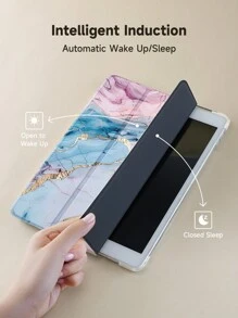 Ayotu 1 件大理石纹保护壳，适用于三星、苹果、红米平板电脑。具有铅笔槽和自动睡眠/唤醒功能 - 彩色 - 查看 6