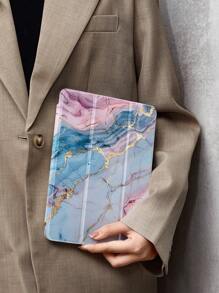 Ayotu 1 件大理石纹保护壳，适用于三星、苹果、红米平板电脑。具有铅笔槽和自动睡眠/唤醒功能 - 彩色 - 查看 1