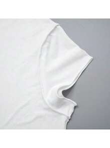 Camiseta de manga corta diaria de moda casual de cuello redondo sólido de verano para mujeres - Blanco - Ver 9