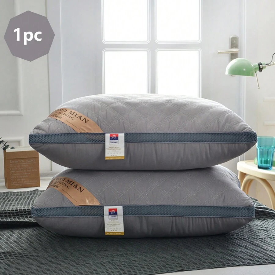 1 件灰色条纹图案枕头，符合人体工程学的设计，用于颈部支撑和睡眠辅助，适用于家庭、客房、卧室 - 三線格立體灰 - 查看 1