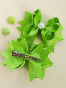 2Pcs 3 Inch Girl Hair Bow Fashionable Children Girl Hair Bows With Clips For Festivals Party School
