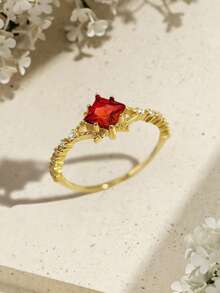 Stylever 1 Miếng Retro Đỏ  Bộ Nhẫn Quý cô Đồ trang sức Đối với phụ nữ S925 Bạc nguyên chất Retro Nhẫn Tốt Đồ trang sức Qủa tặng Dành cho Cô gái Bữa tiệc vũ hội Trang trí - Vàng - Xem 5