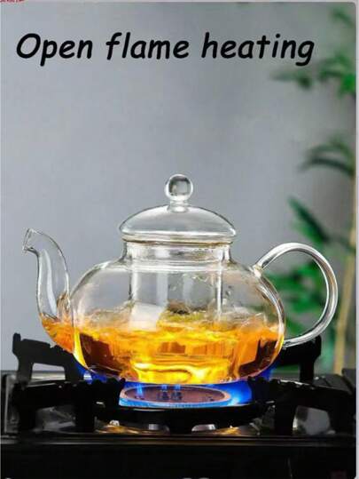 إبريق شاي من البوروسيليكات عالي الجودة قطعة واحدة، إبريق شاي مقاوم للحرارة لغلي الشاي والقهوة، مثالي للاستخدام المنزلي والمطاعم والتخييم والمكتب، ويمكن استخدامه على النار المباشرة أو تبريده