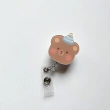 1 件/2 件/3 件可爱熊形伸缩徽章卷轴，适用于护士和医生 - 耐用 ABS 身份证夹，带 360° 旋转鳄鱼夹，包括姓名标签夹、学校用品、返校 - 彩色 - 查看 13