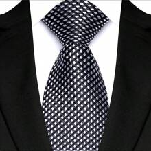 GOADAFOO Cravatta di lusso da 8cm per uomo, colori grigio, nero e bianco, a pois e righe floreali, cravatta jacquard tessuta a mano adatta per uomo, sposo, affari, matrimoni e feste