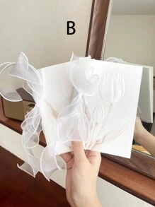 1 张优雅花卉压花丝带贺卡（1 张卡片 + 1 张信纸 + 1 个信封 + 1 米丝带），送给最好的朋友、他/她、同事、男朋友、女朋友的礼物，感谢、表白、生日卡、个性化信息