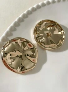 5 piezas Estilo Europeo y Americano de Botones de Metal de Aleación de Alta Gama Simples, Asimétricos, Arrugados y de Superficie Suave para Trajes, Suéteres, Vestidos, Camisas, Chaquetas, Uso Versátil Diario - Dorado - Ver 4