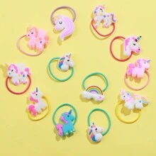 20pcs Unicorn Hair Ties Unicorn Themed Party Favors Unicorn Gift Bags Random Color,Christmas - Multicolor - View 4