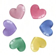 6pcs Glitter Colorful Heart Shaped Decorative Accessories, Clear Resin Components, For DIY, Jewelry, Hair Clips, Shoe Decorations Best Gifts Birthday
