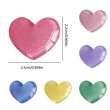 6pcs Glitter Colorful Heart Shaped Decorative Accessories, Clear Resin Components, For DIY, Jewelry, Hair Clips, Shoe Decorations Best Gifts Birthday
