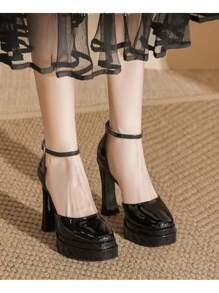 Scarpe Mary Jane con tacco alto, nuova collezione primavera/estate 2024, sandali con plateau impermeabili e super tacchi alti sexy, adatti per donne di statura bassa