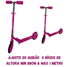 Patinete Crianças Jovens e Adultos Ajustável Rosa 100Kg