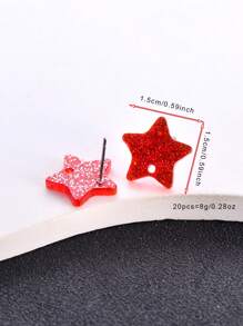 20pcs Geometric Star Shaped Transparent Shiny Sequins Multicolor Acrylic Earring Studs, DIY Jewelry Making Earring Components Accessories