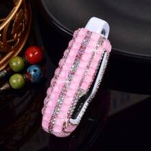 Fashion Luxury Sparkling Rhinestone Key Fob Cover Full Protection For Fusion, For Mustang, F150, Edge, For Explorer, For Lincoln MKZ, MKC, MKX Smart Remote Keys - Pink+R rope - View 4