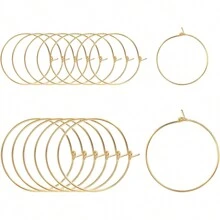 20pcs Classic Gold And Silver Wine Glass Charm Rings, 25mm/0.98inch Open Circle Rings For Earrings Beading, DIY Jewelry Making, Wedding Birthday Party Holiday Gifts - 20pcs Wine Glass Rings - View 3