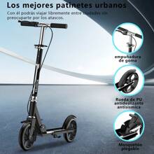 City Folding Scooter Ajustable Para Adultos Niños Multicolores Freno De Mano Ciclomotor - Negro - Ver 4