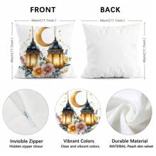 4 Stücke Ramadan Dekorative Kissenbezüge mit Blumen- und Laternen-Motiv