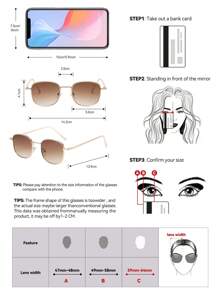 Metal Frame Fashion Glasses Shades Beach Accessories Beach Accessories For Women Glasses Shades Basics Fall Winter Women Outfits Clothes Business Casual Gifts For Summer Beach Vacation,Outdoor,Travel - Brown - View 5