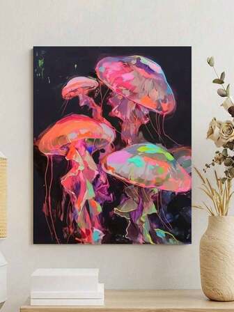 1 Set Jellyfish Themed DIY Digital Oil Painting Kit, Carefully Crafted Oil Painting To Express Your Personalized, Color Your Space, 40x50cm