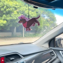 Kawaii'wiener Dog,Dachshund &STRAWBERRY&CHERRY' Y2K Patterns Design , Car Air Freshener Pendant - Cartoon Anime Style For Rearview Mirror, Vent Clip, Home & Office Decor, Creative & Fun Design, Idea Gifts For Friend