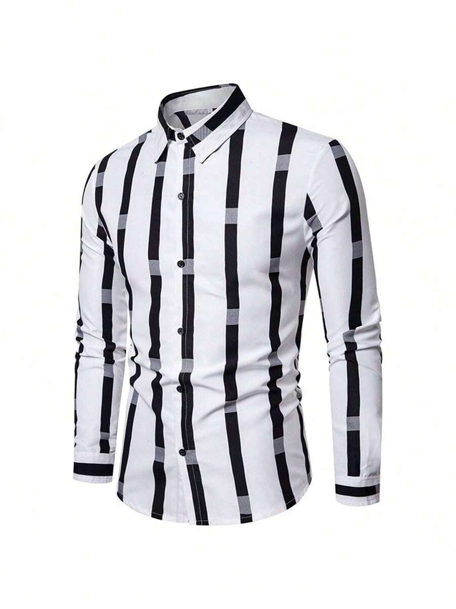 Men's Long Sleeve Striped Shirt