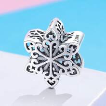 WOSTU 1 Stück 925 Sterlingsilber glänzender Winter Schneeflocken Charm Perlen Anhänger, geeignet für DIY Armband Halskette Schmuckherstellung, Geschenkidee für Mädchen & Frauen in der Ferienzeit
