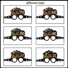 6pcs/Set Gold & Black Birthday Party Glasses For 18th/20th/21st/30th/40th/50th/60th/70th Birthday Photo Props, Suitable For Birthday Parties, Anniversary Celebrations, And Gatherings