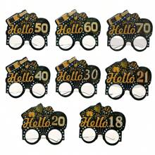 6pcs/Set Gold & Black Birthday Party Glasses For 18th/20th/21st/30th/40th/50th/60th/70th Birthday Photo Props, Suitable For Birthday Parties, Anniversary Celebrations, And Gatherings