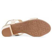 ORIGINAL Women's Usaflex Block Heel Elastic Sandal With INVOICE And WARRANTY - CREME / BEGE - 查看 9