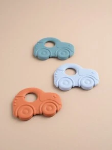 PopLittleOne 1pc Silicone Baby Toys Cartoon Car Shape Baby Teething Toys Kids Sensory Educational Toys Solid Color Baby Items Soft Baby Teethers - Multicolor - View 6