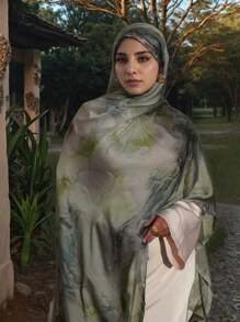 1 件华丽女士印花头巾披肩水彩头巾，波西米亚风格，采用防风防晒的柔软材料制成，适合日常生活和节日庆典 Abaya 配饰面纱服装 - 多色3 - 查看 7