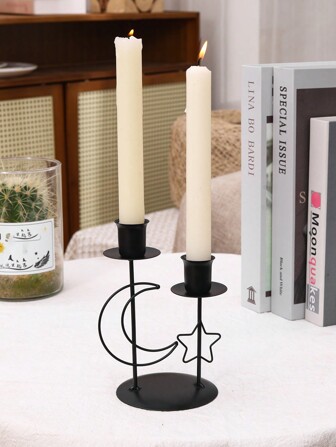 1 件烛台优雅铁制餐桌烛台 - 复古中心装饰，装饰烛台 - 婚礼、餐饮、派对烛台，婚礼烛台，家居装饰，节日派对装饰星星、月亮、灯笼礼物生日毕业