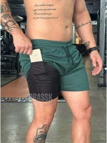Bermuda Short 2 In 1 Brassk Dry Active Men's Gym Training Running With Elastane - 綠色 - 查看 3
