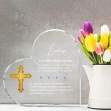1 món quà Tây Ban Nha cho cha mẹ đỡ đầu của lễ rửa tội, quà tặng cho cha mẹ đỡ đầu bằng tiếng Tây Ban Nha, lời cầu hôn của cha mẹ đỡ đầu, cha mẹ đỡ đầu trong lễ rửa tội, đồ trang trí bàn làm việc bằng acrylic - trong suốt - Xem 6