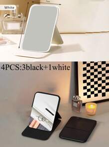 Portable Makeup Mirror, PU Leather Small Mirror, Foldable, Travel Mirror, Suitable For Gifts, Travel Essentials, Makeup Essentials, Portable Handheld Makeup Mirror For On-The-Go Travelling, Also Suitable For Home Use Birthday - Multicolor - View 42