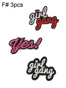 1 Bộ 3 Miếng Dán Thêu Chữ Cái Tiếng Anh Hình Cô Gái Màu Hồng Bằng Polyester, Miếng Dán Sắt Tự Làm, Phụ Kiện Quần Áo, Miếng Dán Vải Thích Hợp Cho Ba Lô, Quần Jean, Áo Khoác, Áo Phông, Mũ, Váy, V.v. - màu sắc hỗn hợp - Xem 6
