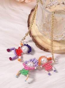 1pc Fun & Fashionable Handmade Beaded 3D Cartoon Figure Necklace/Bracelet For Women