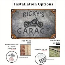 Customizable Metal Garage Sign - Vintage Motorcycle Design, Personalized Home Wall Decor, Workshop - No Electricity, No Feathers, Horizontal - Suitable For Bedroom, Indoor Use - Unique Gift For Dad, Boyfriend (1 Piece, 12x8 Inches)