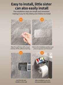 1 pezzo Scatola portarotolo di carta igienica in plastica bianca, Portarotolo da parete in plastica per il bagno, Portarotolo impermeabile, Scatola multifunzione per riporre oggetti e supporto per telefono cellulare, Accessori per il bagno e la toeletta, Scatola portarotolo, Portarotolo, Organizer per il bagno, Decorazione per il bagno, Decorazione autunnale, Ritorno a scuola