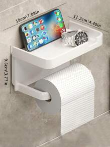 1 pezzo Scatola portarotolo di carta igienica in plastica bianca, Portarotolo da parete in plastica per il bagno, Portarotolo impermeabile, Scatola multifunzione per riporre oggetti e supporto per telefono cellulare, Accessori per il bagno e la toeletta, Scatola portarotolo, Portarotolo, Organizer per il bagno, Decorazione per il bagno, Decorazione autunnale, Ritorno a scuola