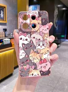 1pc Multi-Cats Camera Anti-Fall Mobile Phone Case Compatible With Apple, /Galaxy, Infinix, Redmi, OPPO, VIVO, Realme Waterproof Shockproof Scratch Resistant - Pink - View 3