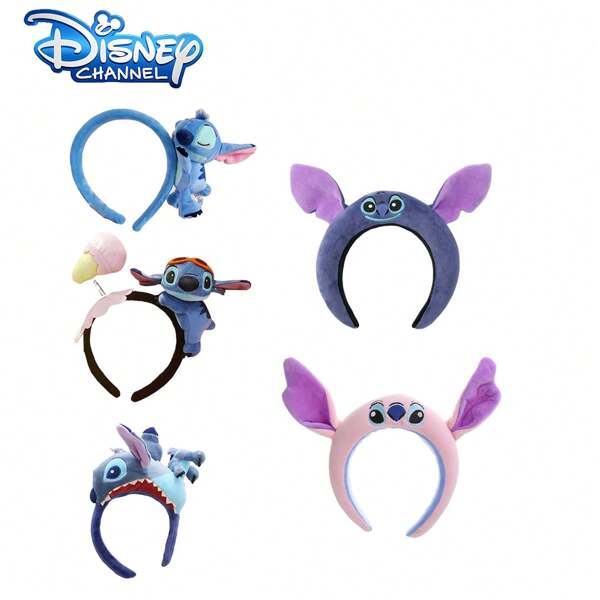 Disney Bandeau en peluche avec motif Stitch adorable, accessoire de cheveux en fourrure d'animal de dessin animé mignon pour femmes, oreilles de cosplay douces, bandeau en polaire adorable, bandeau, serre-tête